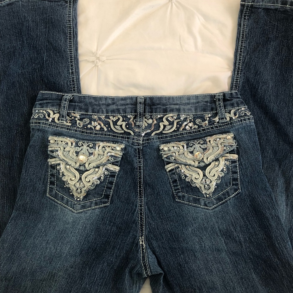 Arizona jean co. Bootcut Jeans with a design on the back size 16.5 plus
